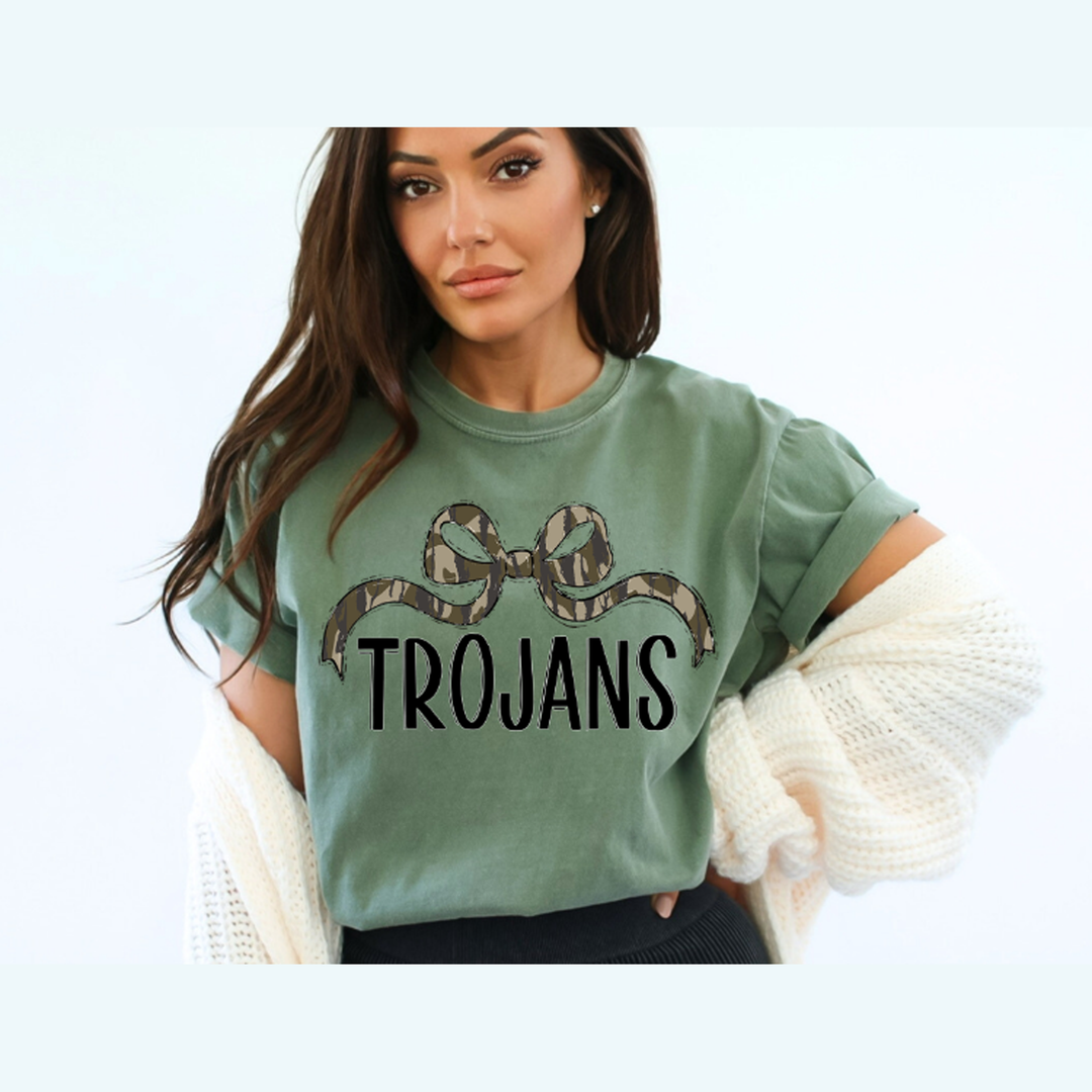 Bottomland Trojans Wide Bow Black Font – DTF Transfer