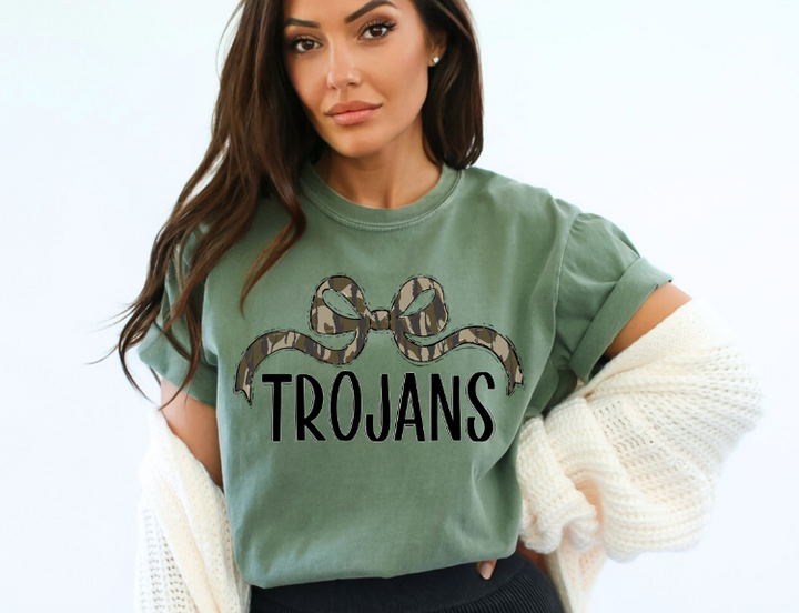 BOTTOMLAND TROJANS WIDE BOW BLACK FONT