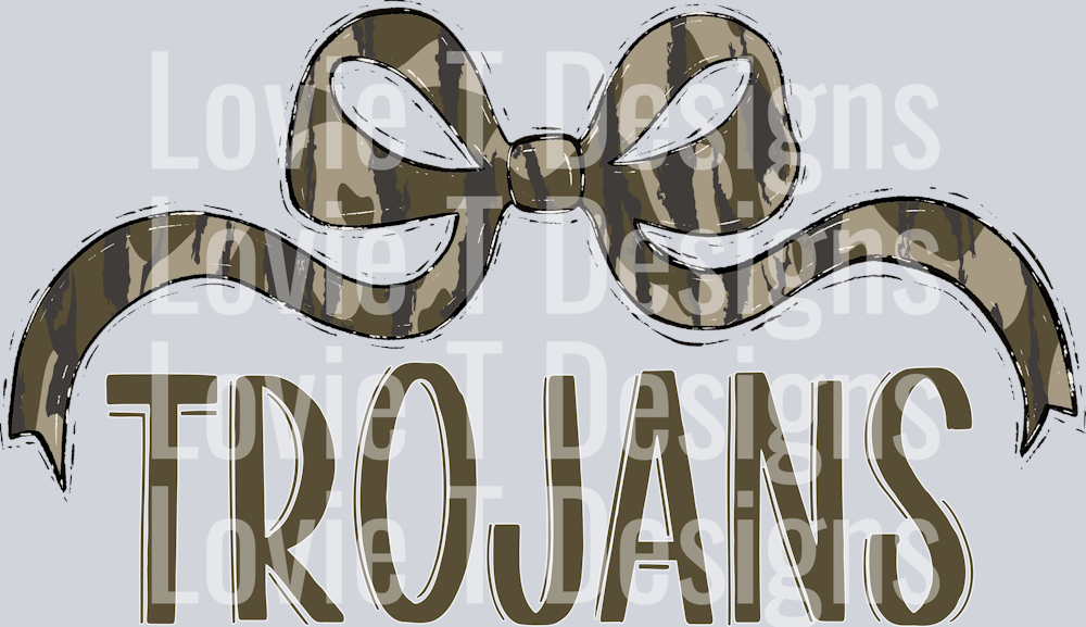 BOTTOMLAND TROJANS WIDE BOW GREEN FONT