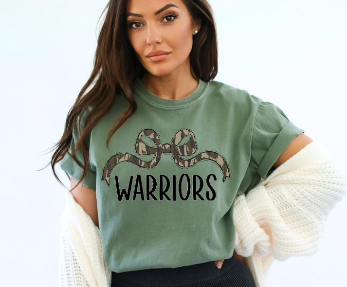 Bottomland Warriors Wide Bow Black Font DTF transfer design – image 1