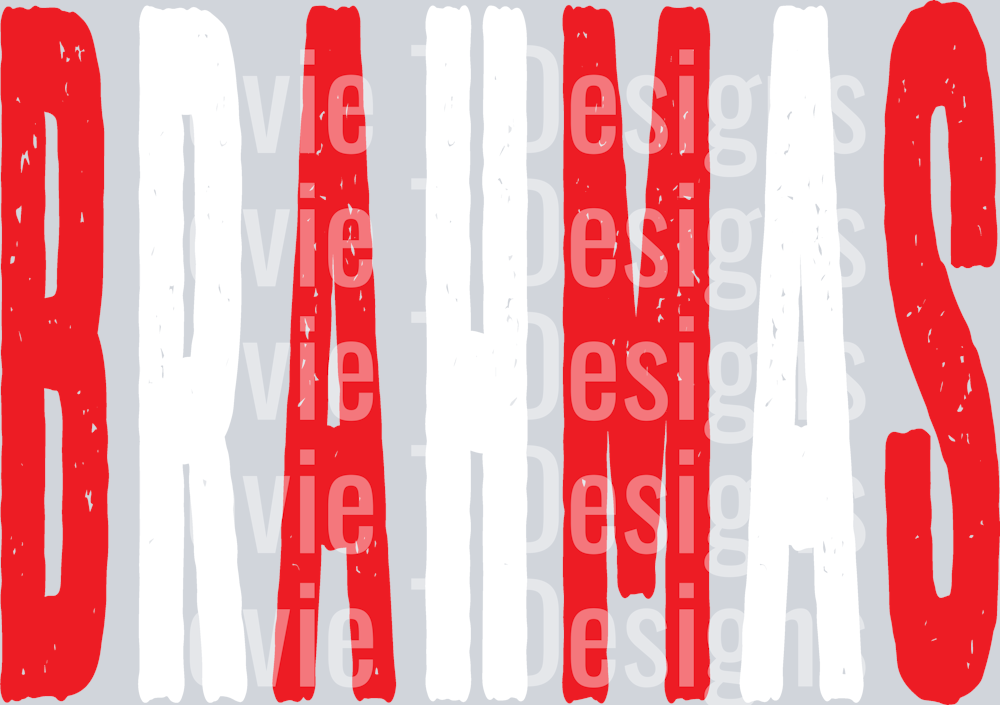 BRAHMAS RED AND WHITE OVERSIZED GRUNGE MASCOT