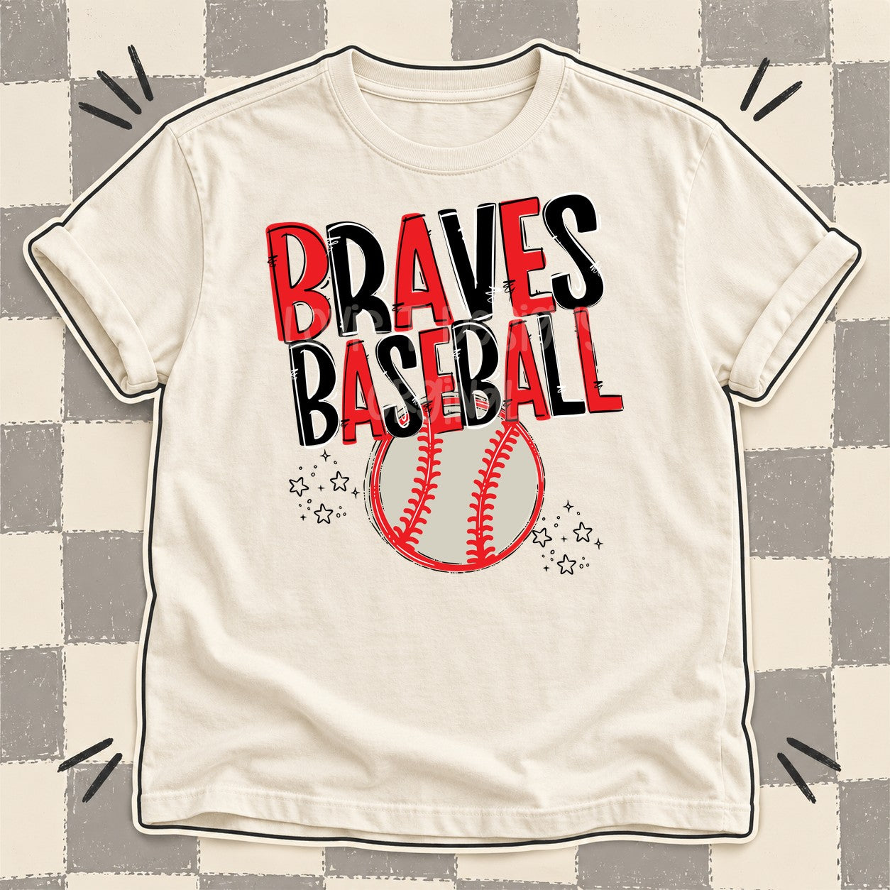 Team Go Baseball Mascots Braves Red Black design
