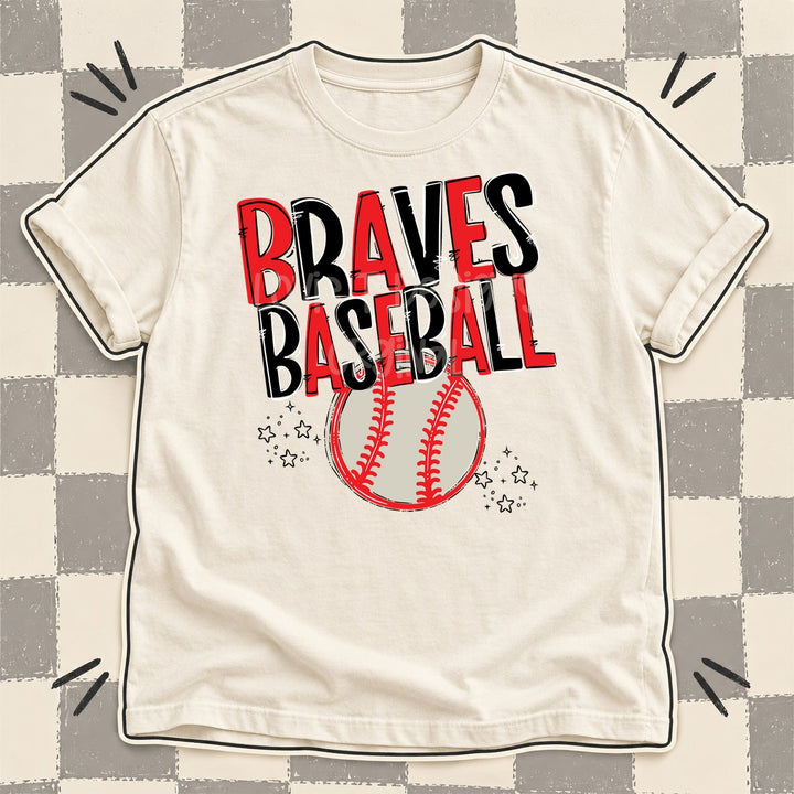 Braves Red Black Team Go Baseball Mascots DTF transfer mockup