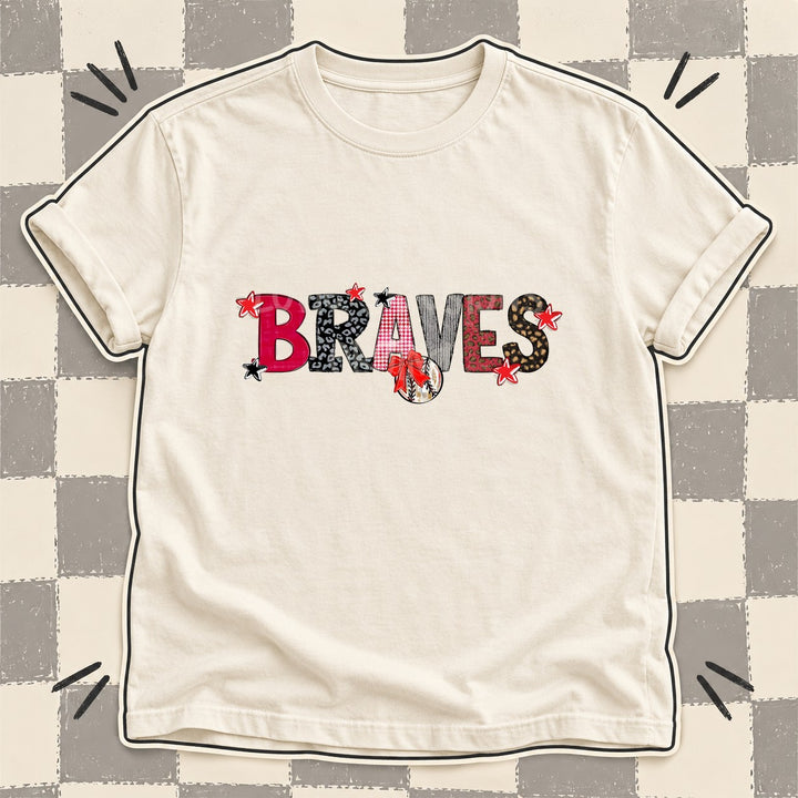 Braves Red Black Mixed Doodle Baseball Mascots – Mascot Colors DTF transfer mockup