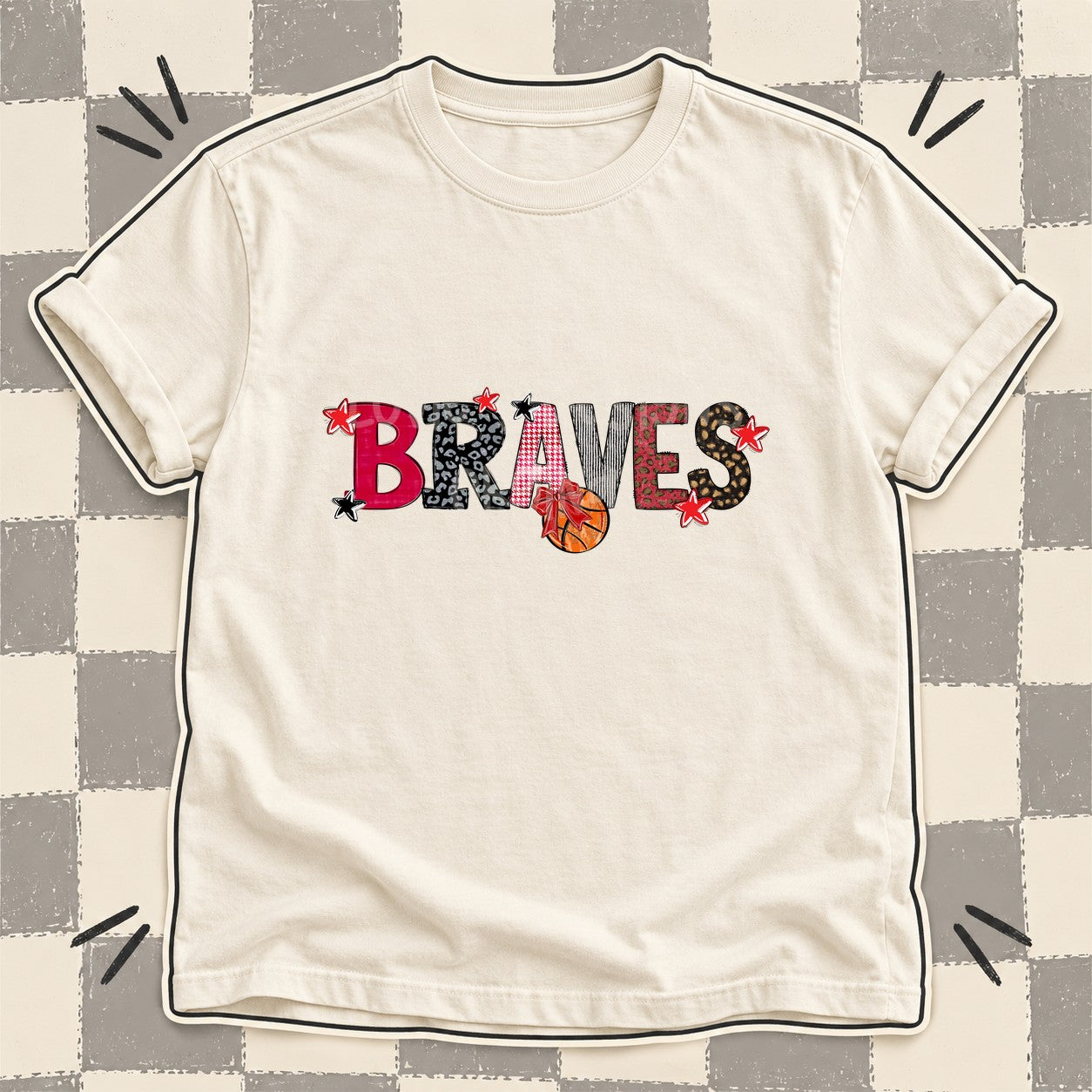Mixed Doodle Basketball Mascots – Mascot Colors Braves Red Black design
