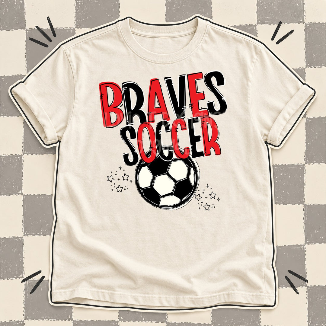 Braves Red Black Team Go Soccer Mascots DTF transfer mockup