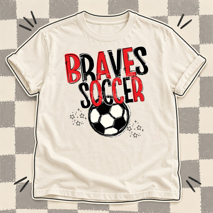 Braves Red Black Team Go Soccer Mascots DTF transfer mockup