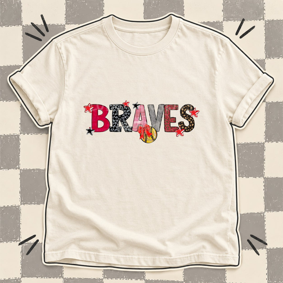 Braves Red Black Mixed Doodle Softball Mascots – Mascot Colors DTF transfer mockup