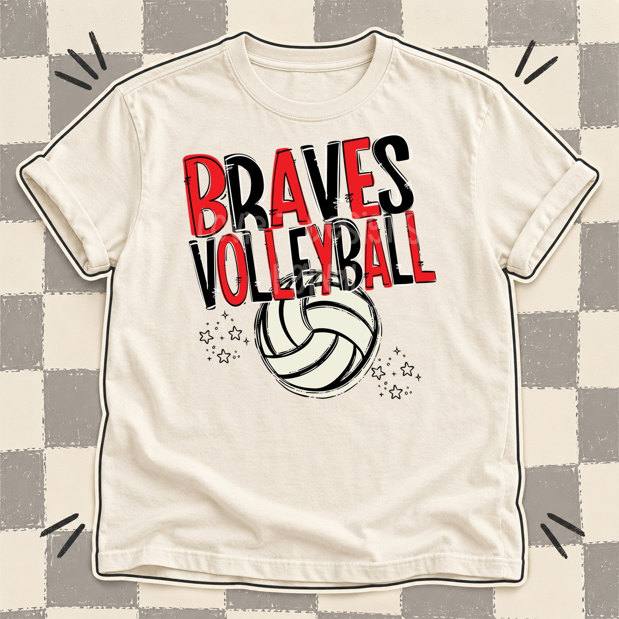 Team Go Volleyball Mascots Braves Red Black design