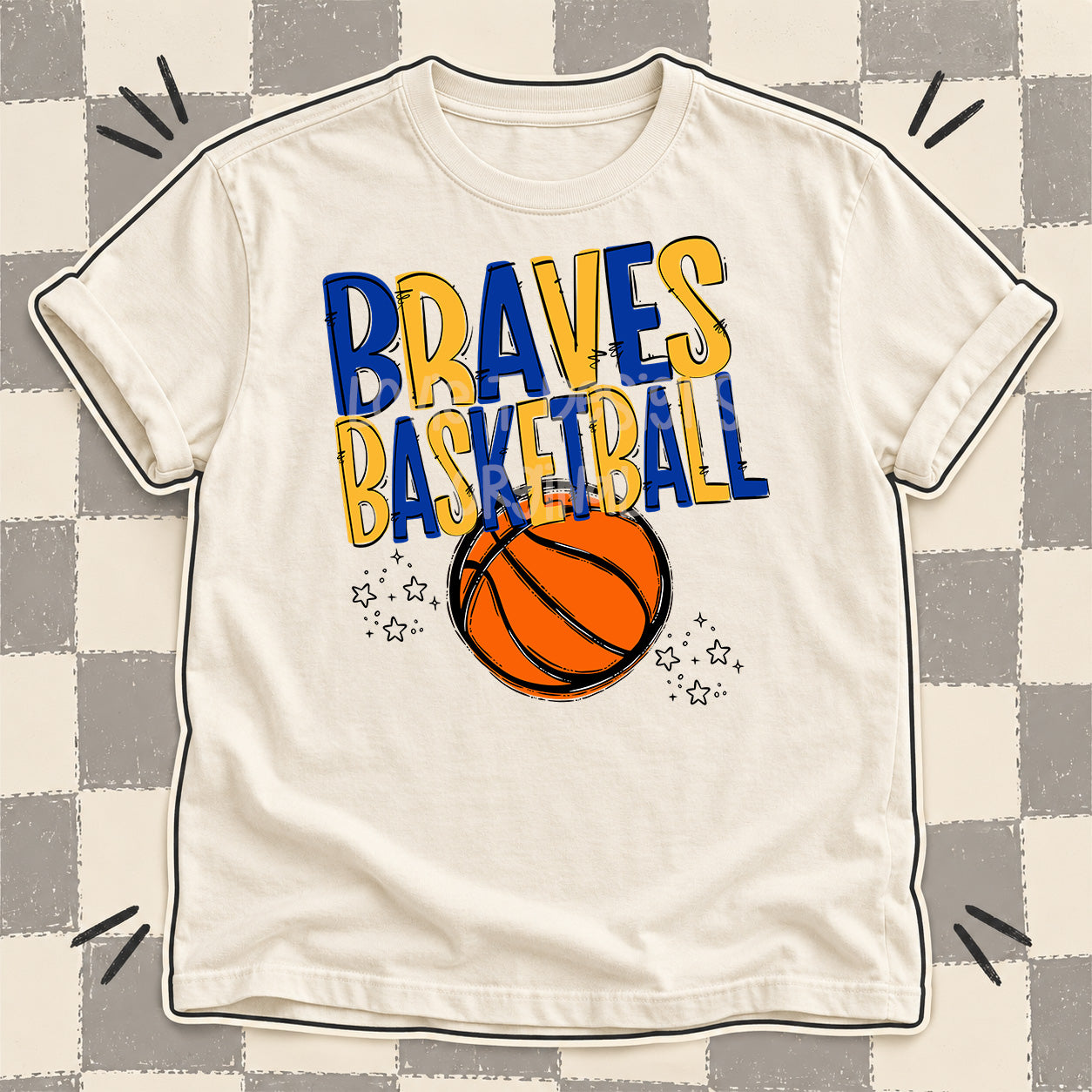 Team Go Basketball Mascots Braves Royal Blue Yellow Gold design
