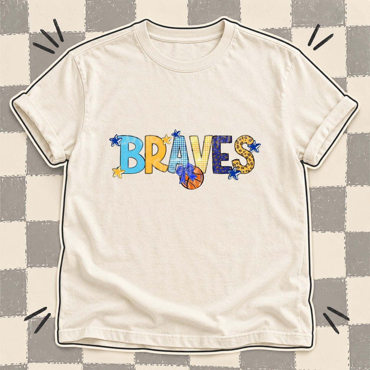 Mixed Doodle Basketball Mascots – Mascot Colors Braves Royal Blue Yellow Gold design