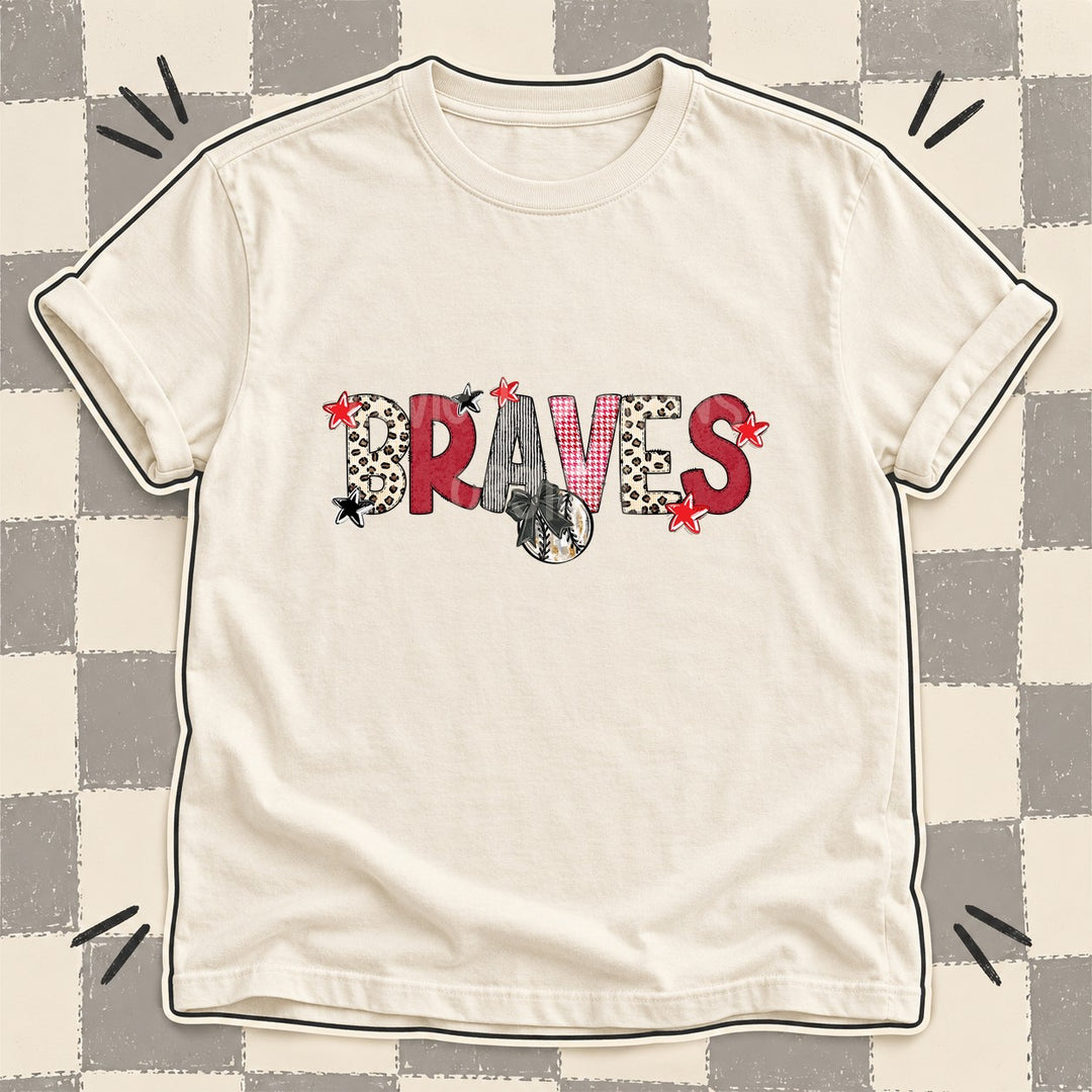 Braves Mixed Doodle Baseball Mascots – Stitched Ballpark DTF transfer mockup