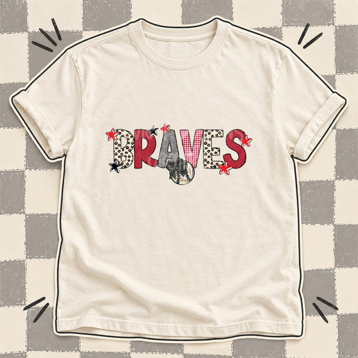 Braves Mixed Doodle Baseball Mascots – Stitched Ballpark DTF transfer mockup