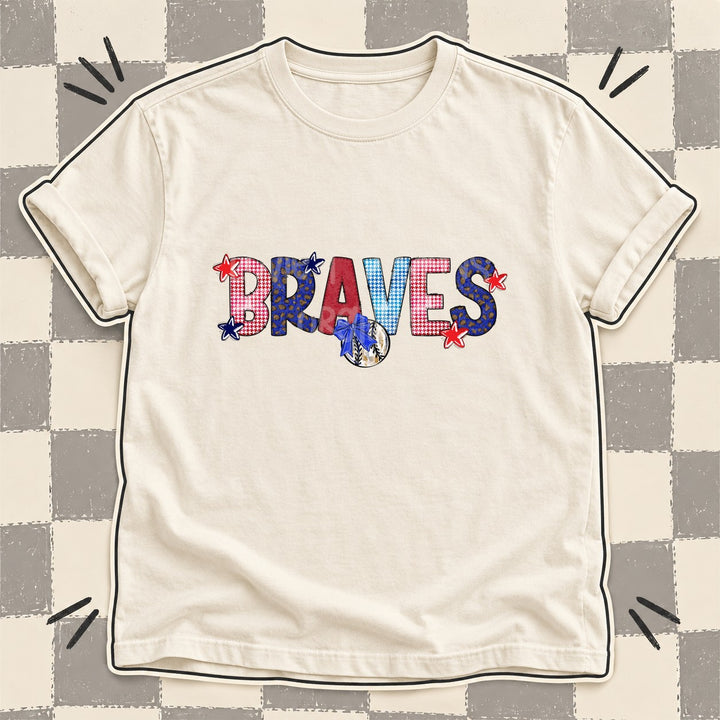 Braves Mixed Doodle Baseball Mascots – Red and Royal DTF transfer mockup