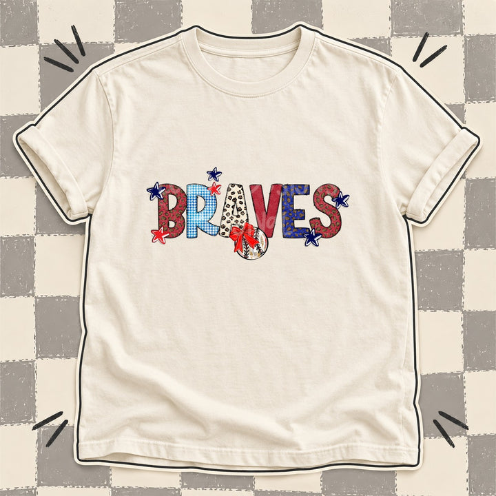 Braves Mixed Doodle Baseball Mascots – Leopard Red Navy DTF transfer mockup