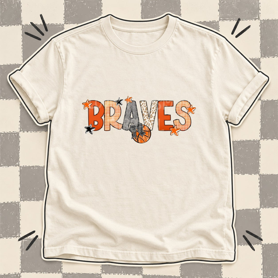 Braves Mixed Doodle Basketball Mascots – Hoops Houndstooth DTF transfer mockup