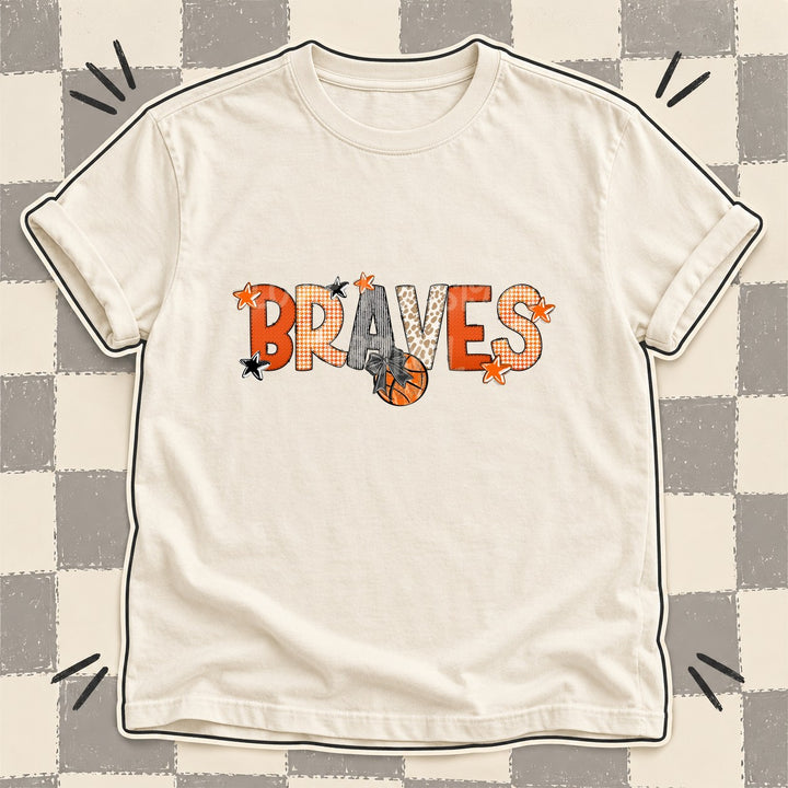 Braves Mixed Doodle Basketball Mascots – Hoops Houndstooth DTF transfer mockup