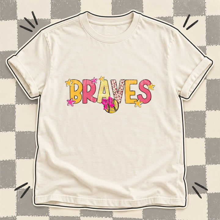 Braves Mixed Doodle Softball Mascots – Stitched Softball DTF transfer mockup