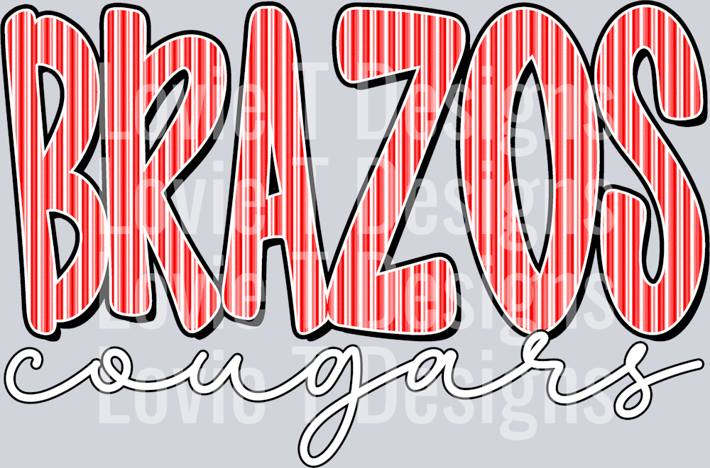 BRAZOS COUGARS RED SEERSUCKER WORD