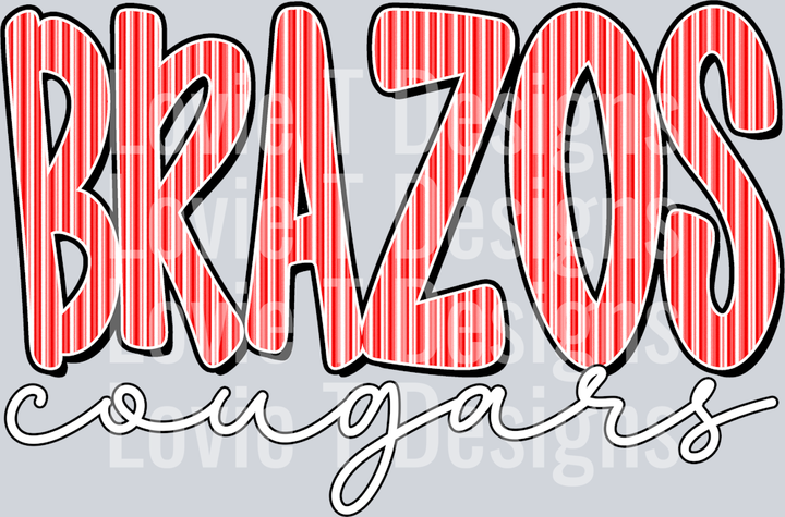 BRAZOS COUGARS RED SEERSUCKER WORD