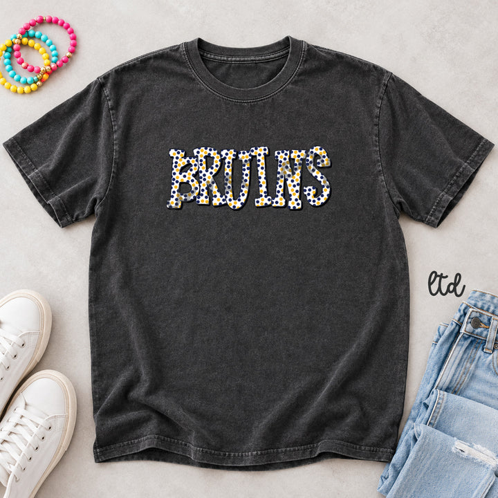 Bruins Navy Blue Gold Polka Dot Mascots DTF transfer mockup