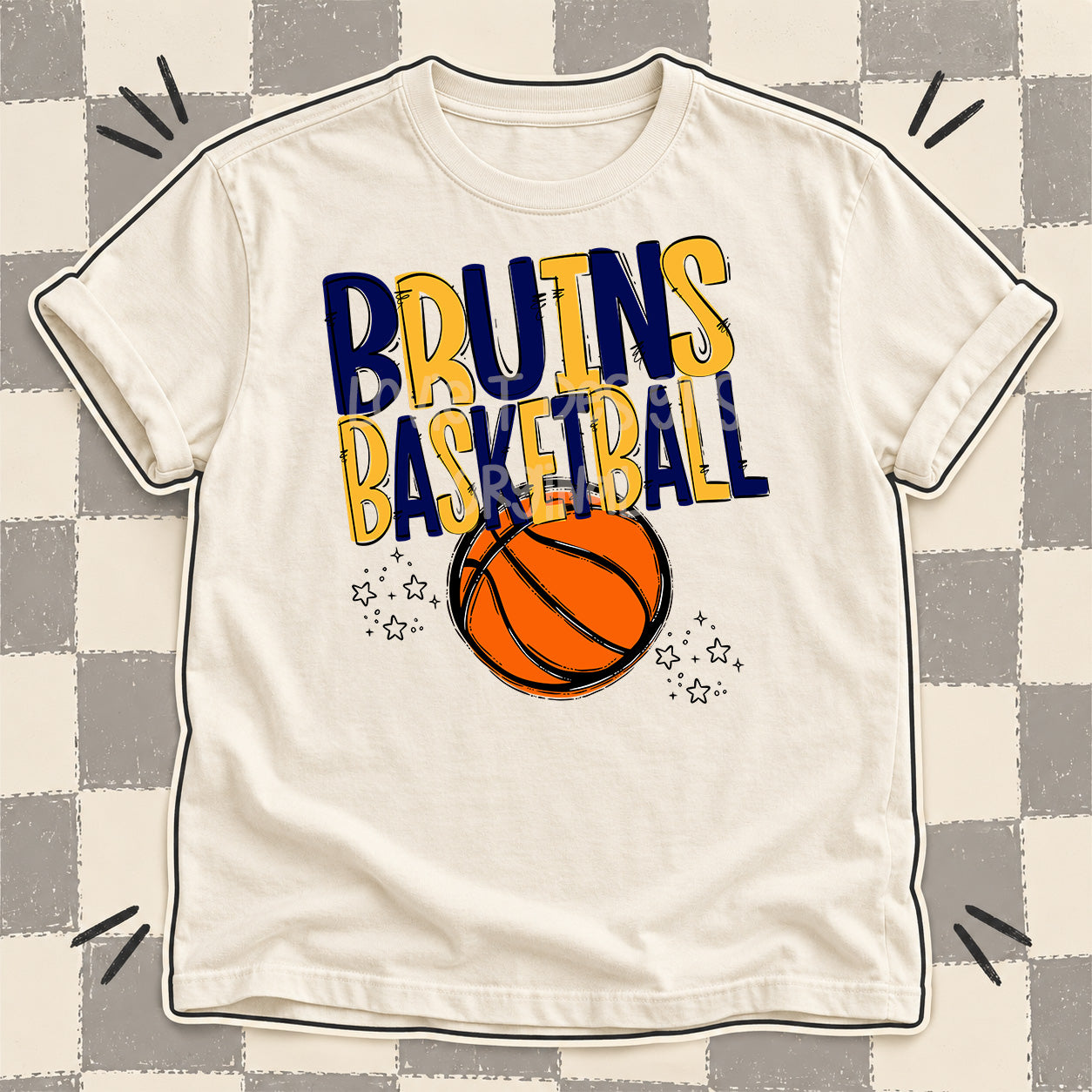 Team Go Basketball Mascots Bruins Navy Yellow Gold design