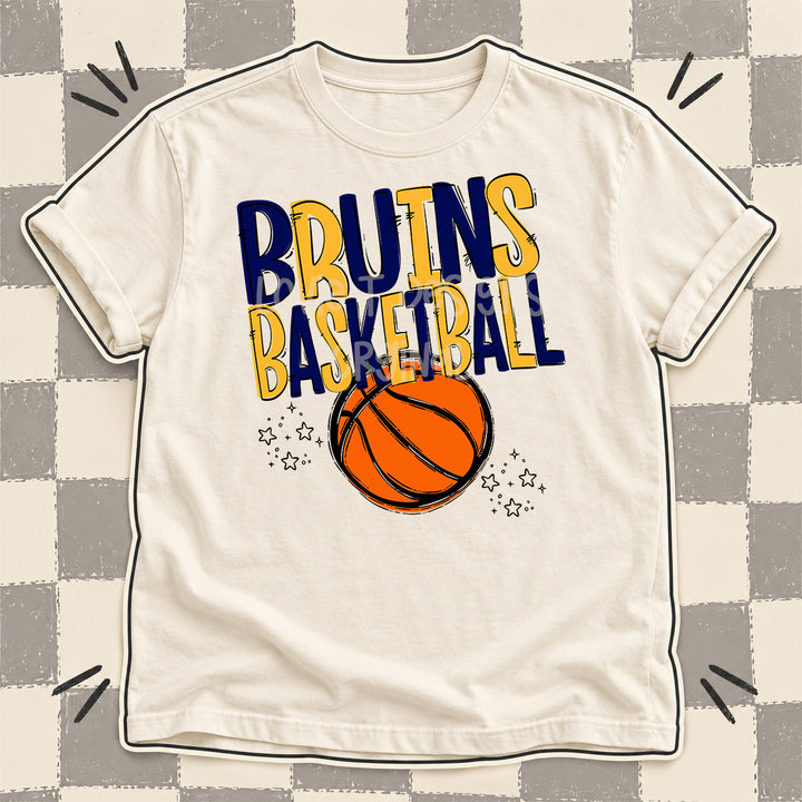Bruins Navy Yellow Gold Team Go Basketball Mascots DTF transfer