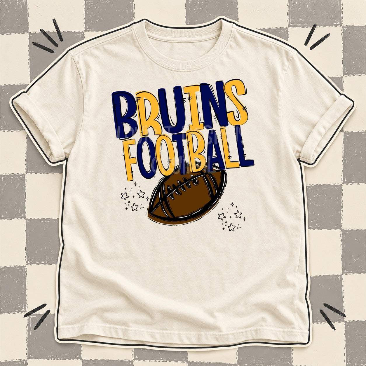 Team Go Football Mascots Bruins Navy Yellow Gold design
