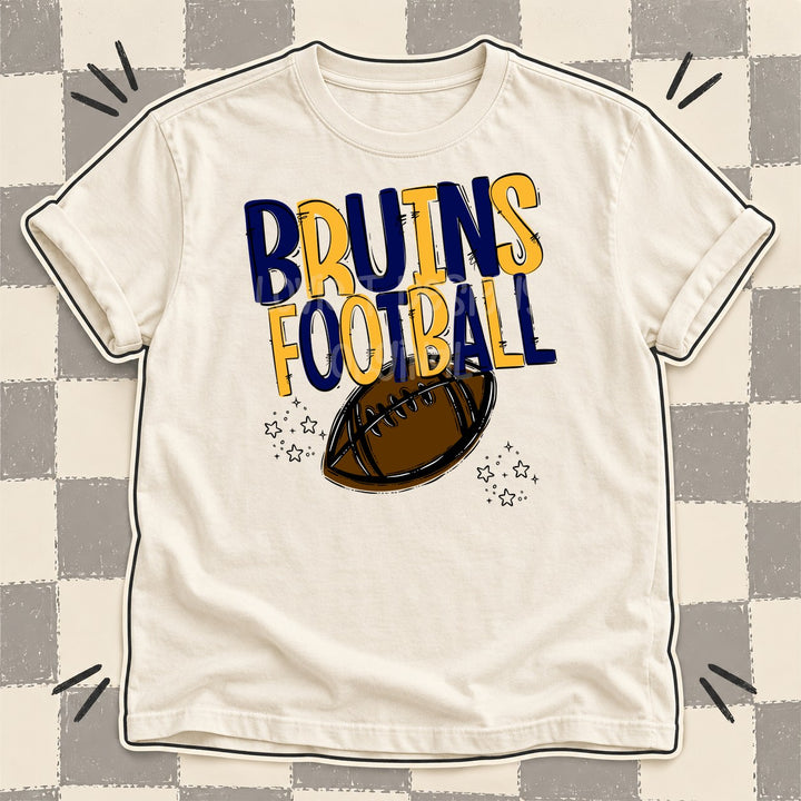 Bruins Navy Yellow Gold Team Go Football Mascots DTF transfer mockup