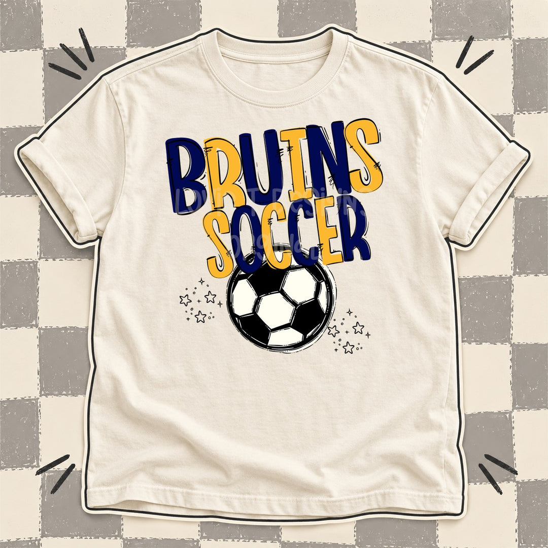 Bruins Navy Yellow Gold Team Go Soccer Mascots DTF transfer mockup
