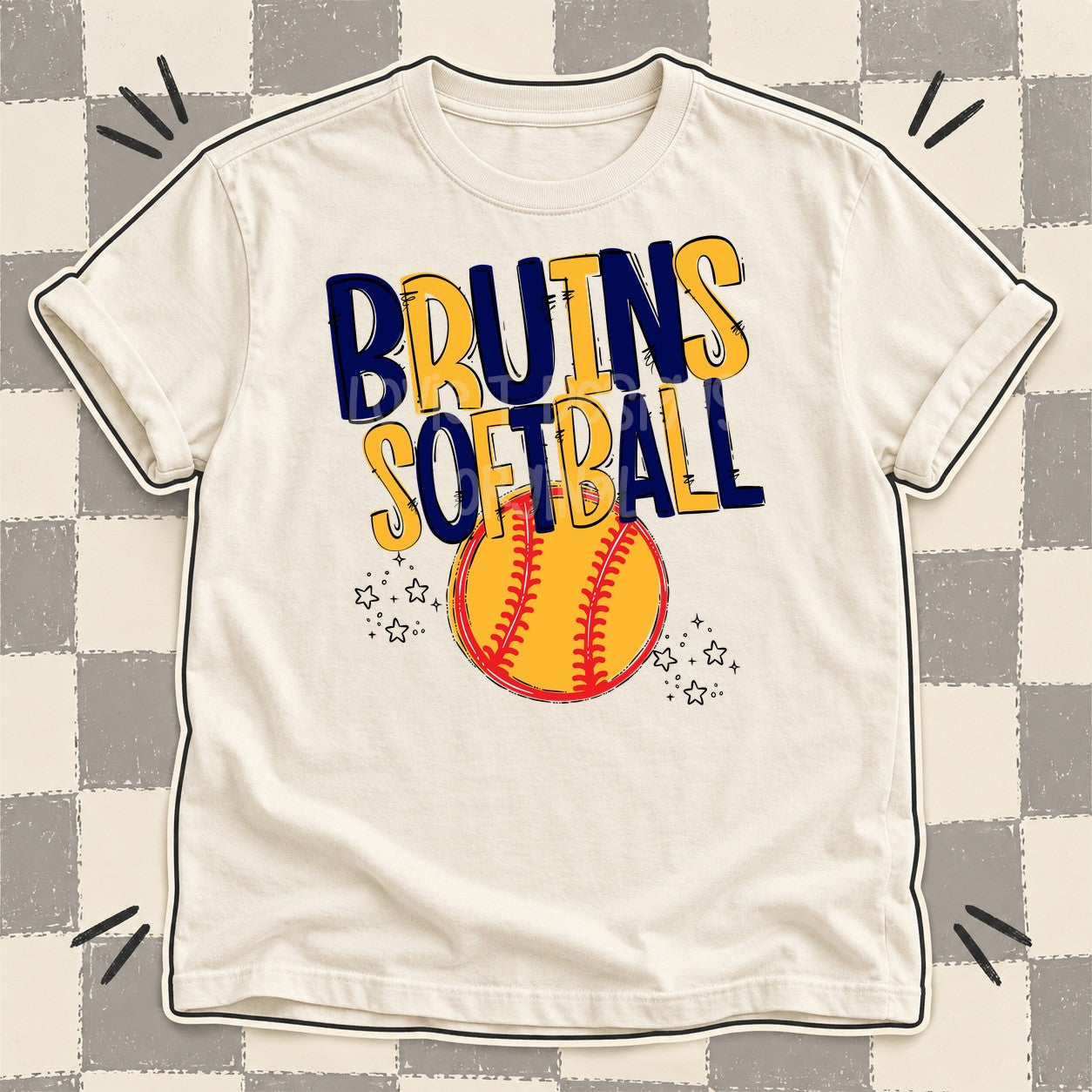 Team Go Softball Mascots Bruins Navy Yellow Gold design