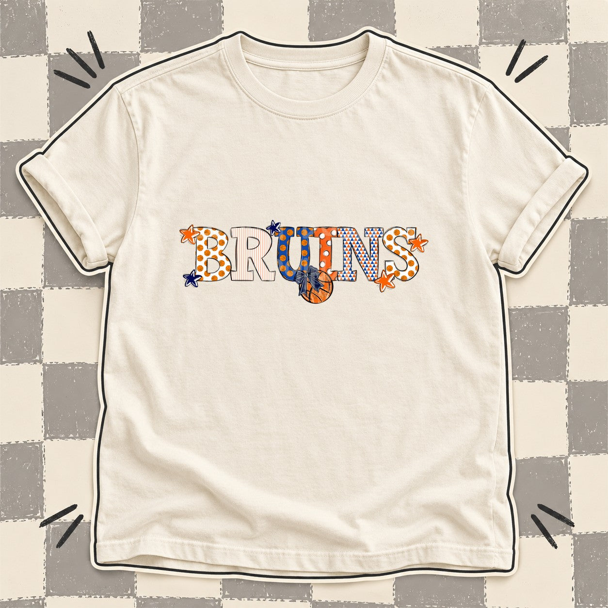 Mixed Doodle Basketball Mascots – Court Classic Bruins design