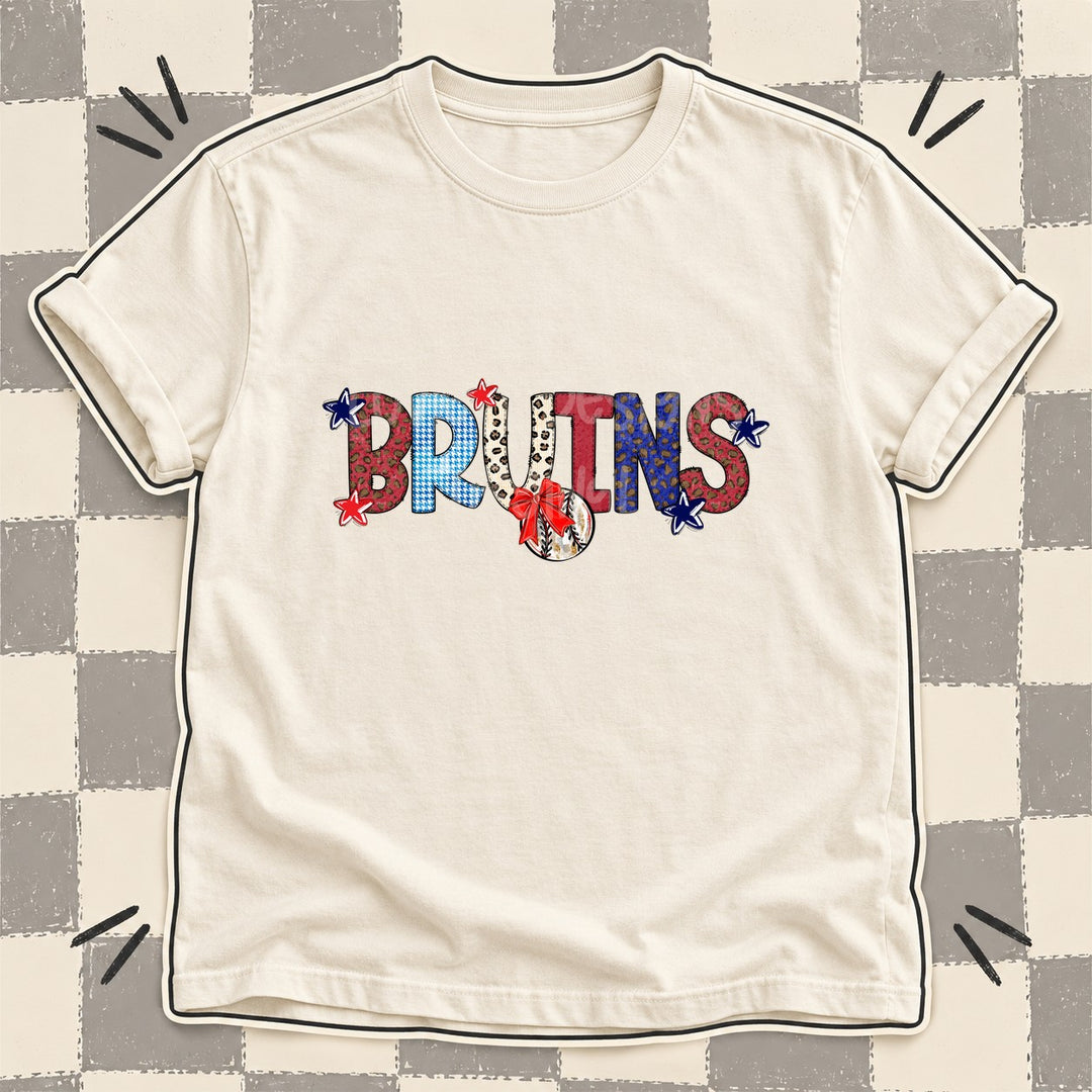 Bruins Mixed Doodle Baseball Mascots – Leopard Red Navy DTF transfer mockup