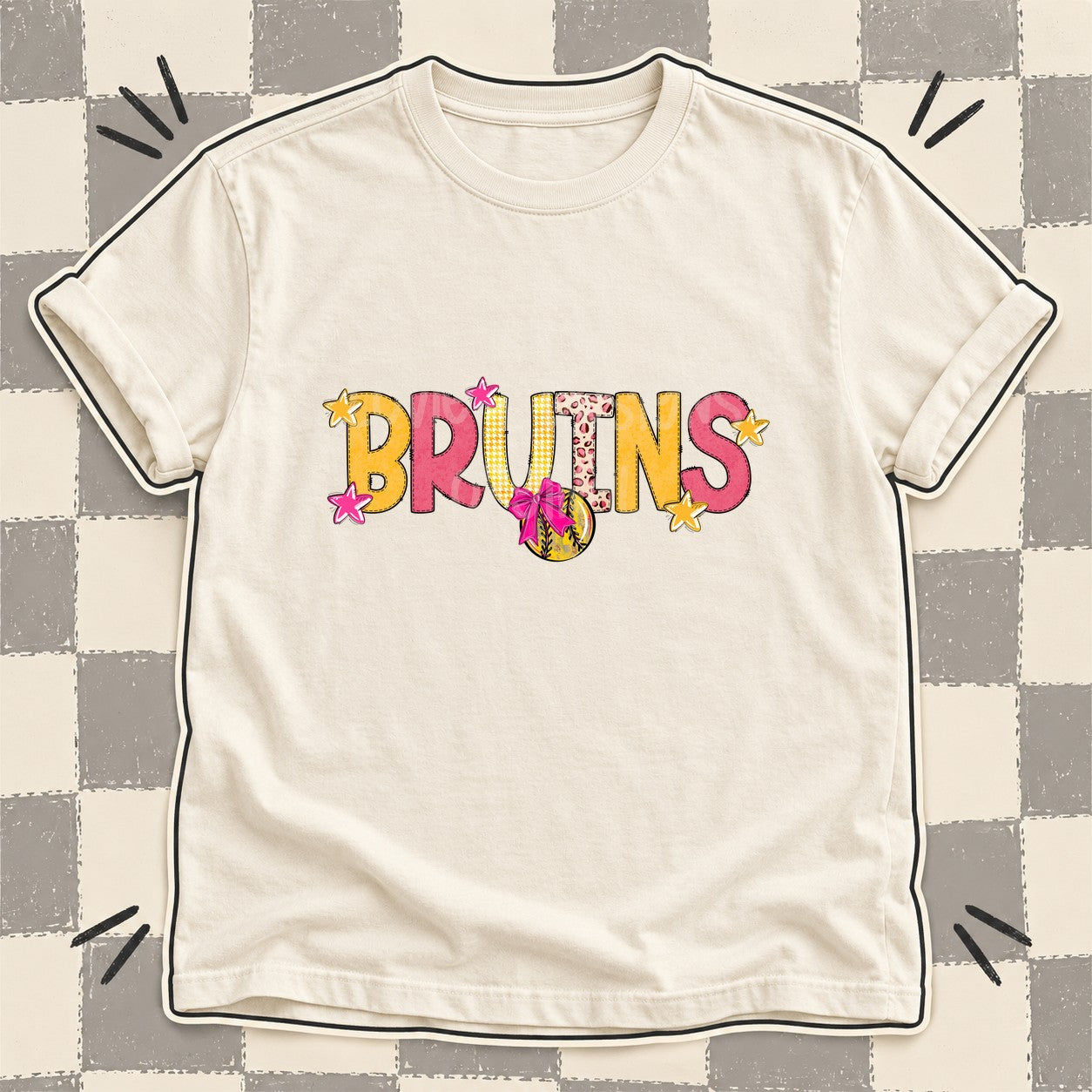 Mixed Doodle Softball Mascots – Stitched Softball Bruins design