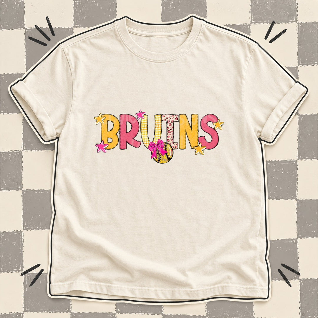 Bruins Mixed Doodle Softball Mascots – Stitched Softball DTF transfer mockup