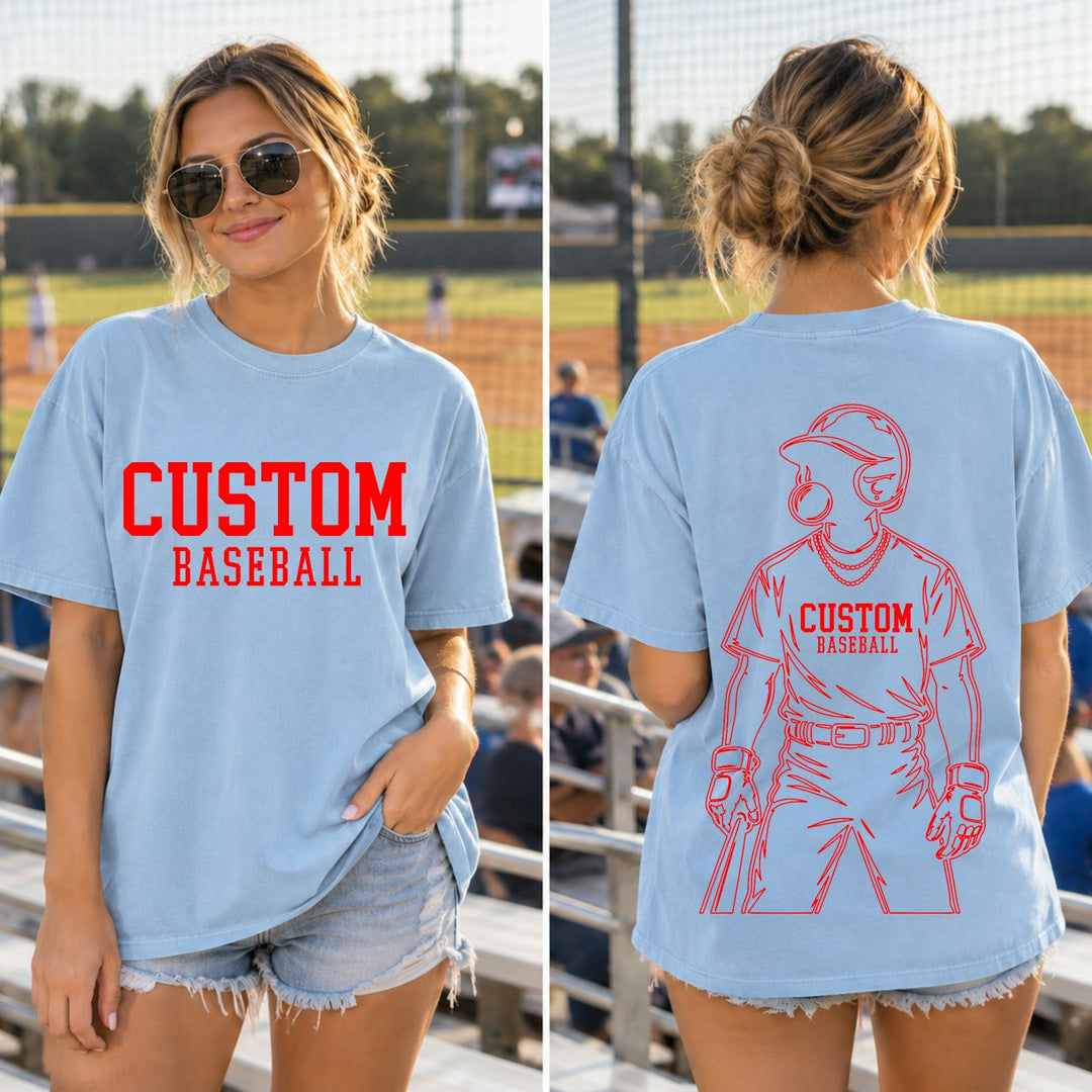 Bubble Gum Baseball Softball Batter customizable DTF transfer mockup