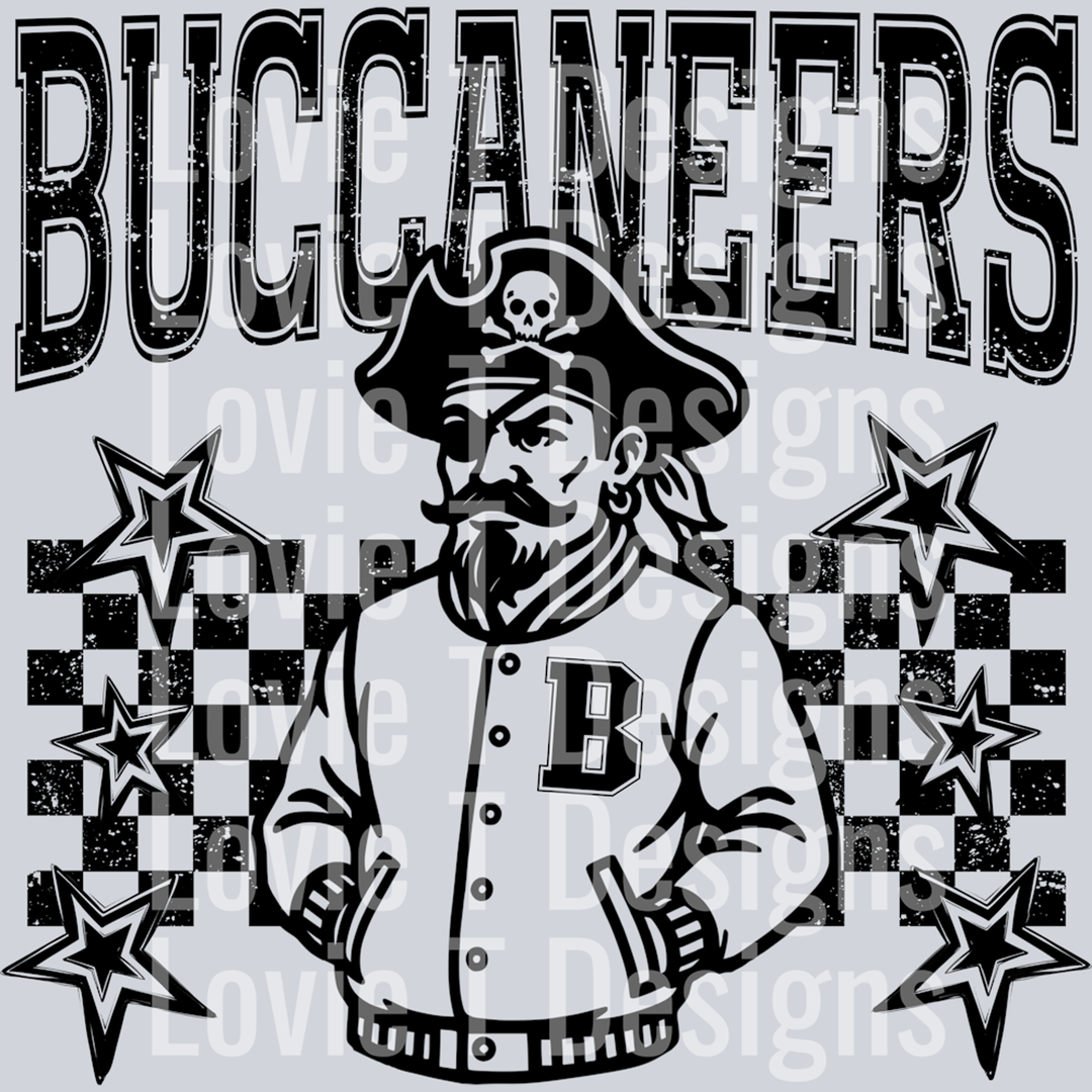 Buccaneers Checkered and Stars – DTF Transfer