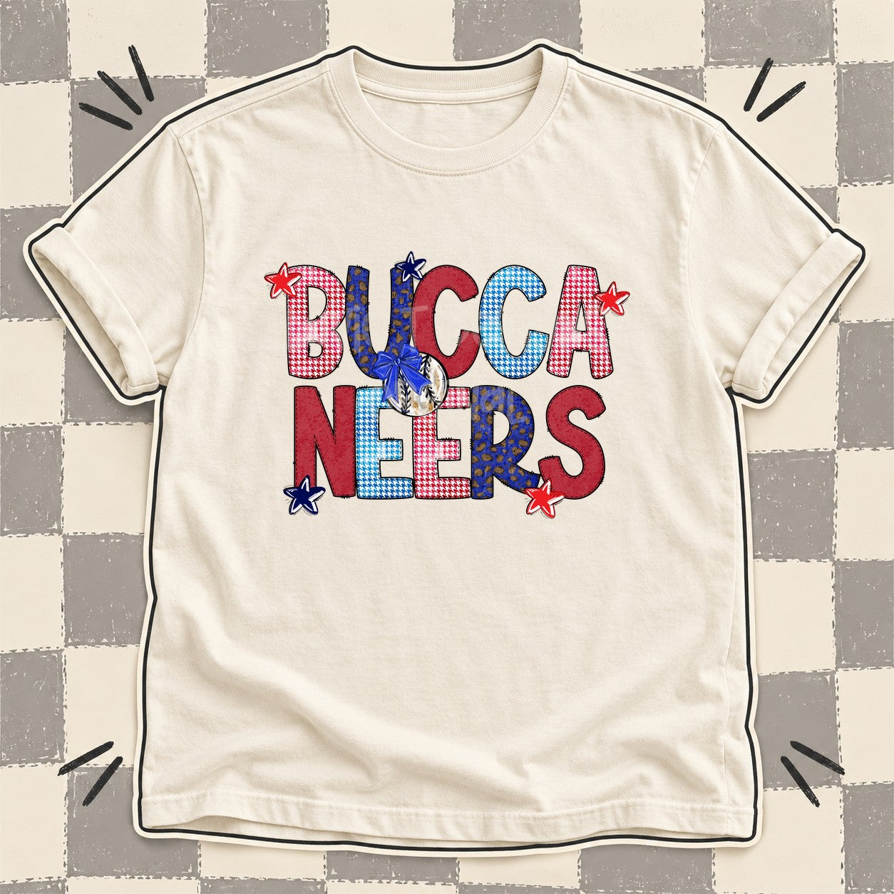 Mixed Doodle Baseball Mascots – Red and Royal Buccaneers design