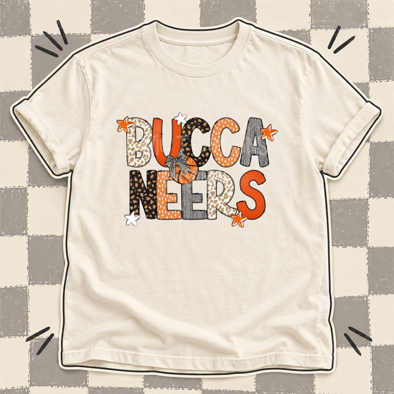 Mixed Doodle Basketball Mascots – Orange and Brown Buccaneers design