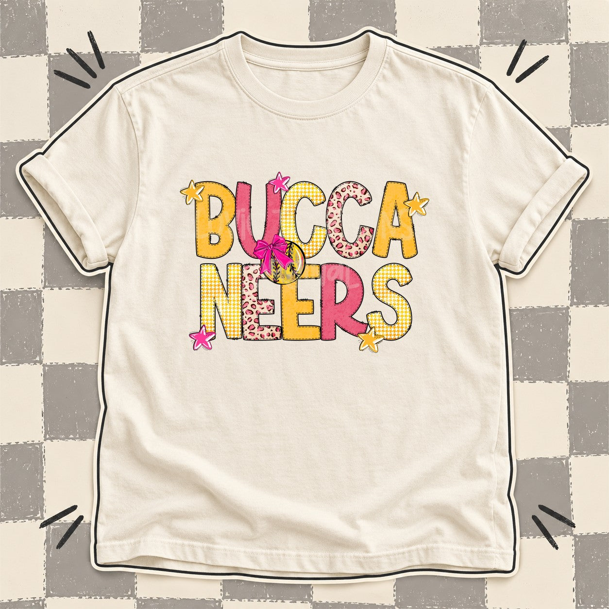 Mixed Doodle Softball Mascots – Stitched Softball Buccaneers design