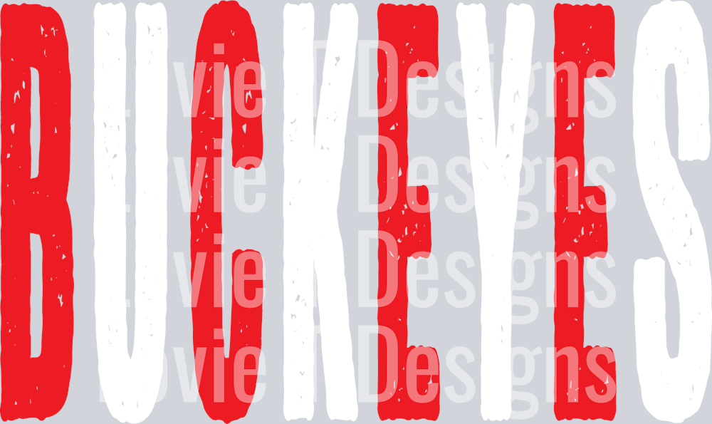 BUCKEYES RED AND WHITE OVERIZED GRUNGE MASCOT