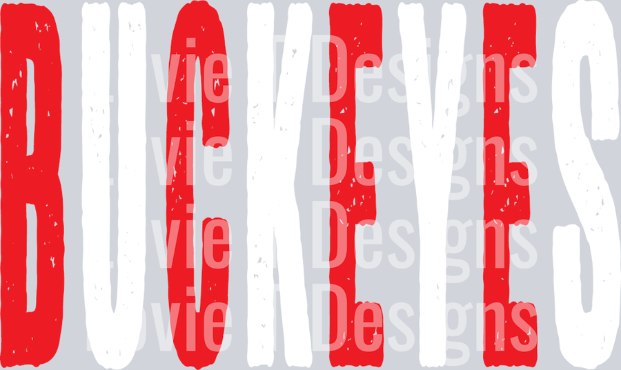 BUCKEYES RED AND WHITE OVERIZED GRUNGE MASCOT