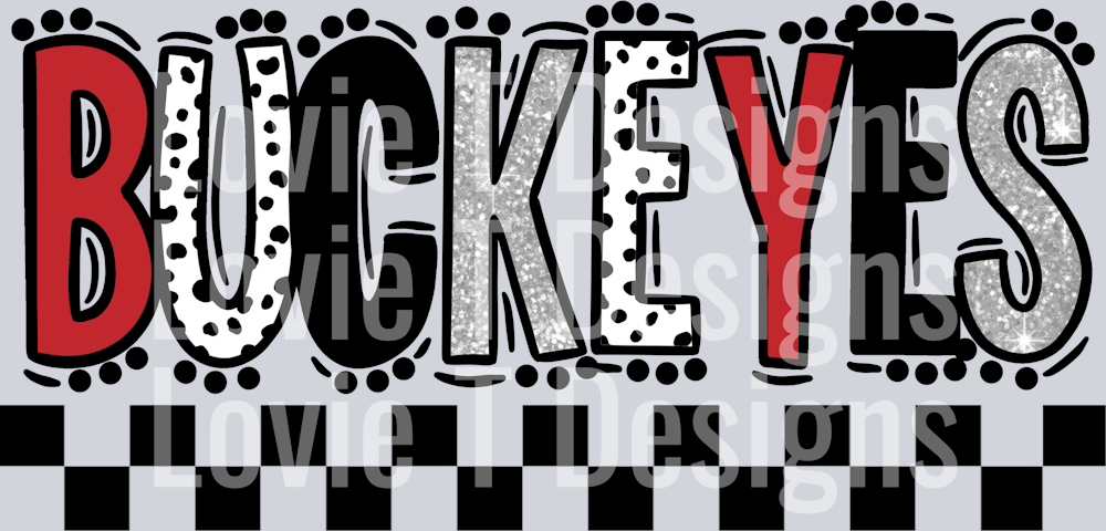 BUCKEYES Red Light Gray Doodle Dot Mascot