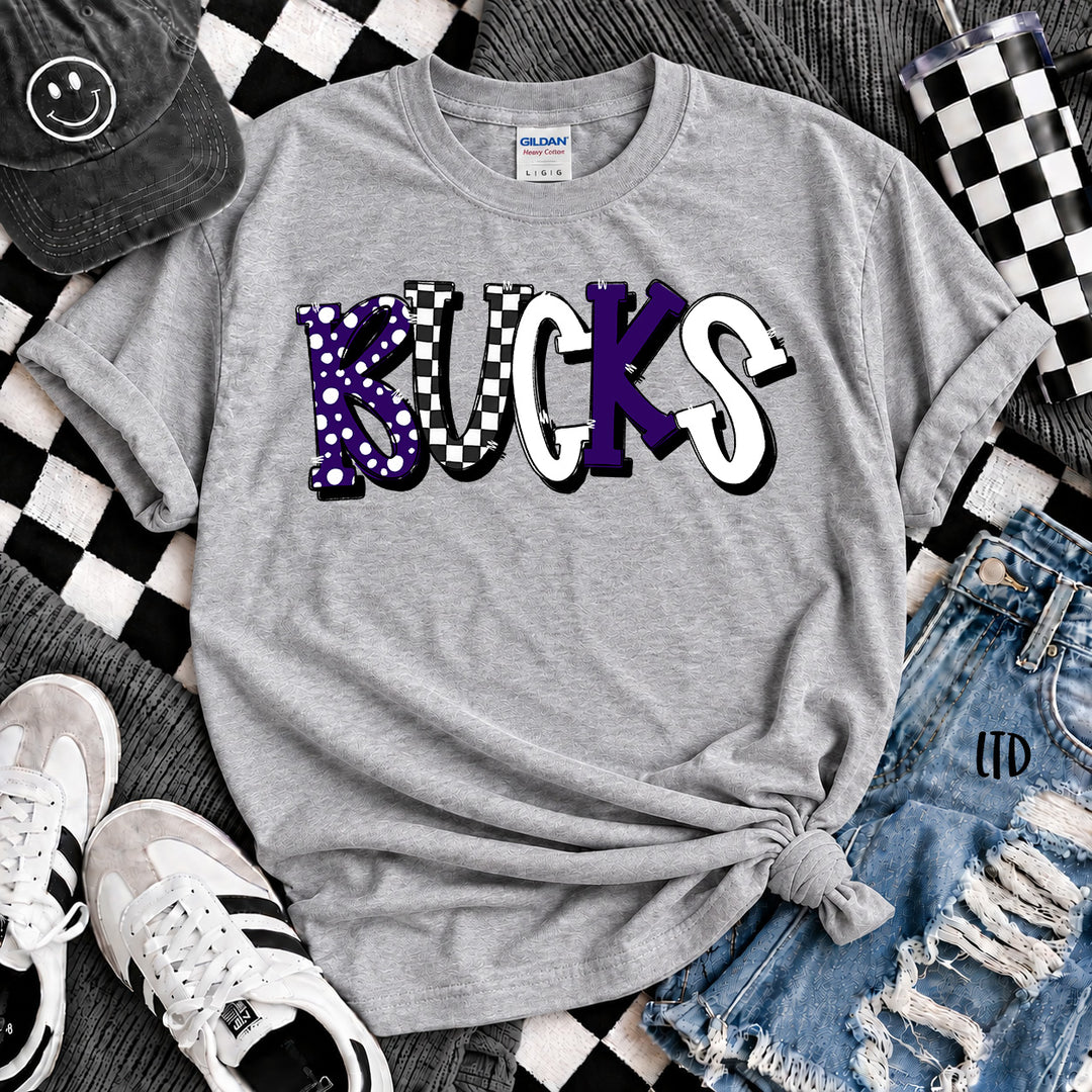 Bucks Purple White Dot Dot Check Mix Mascots DTF transfer mockup