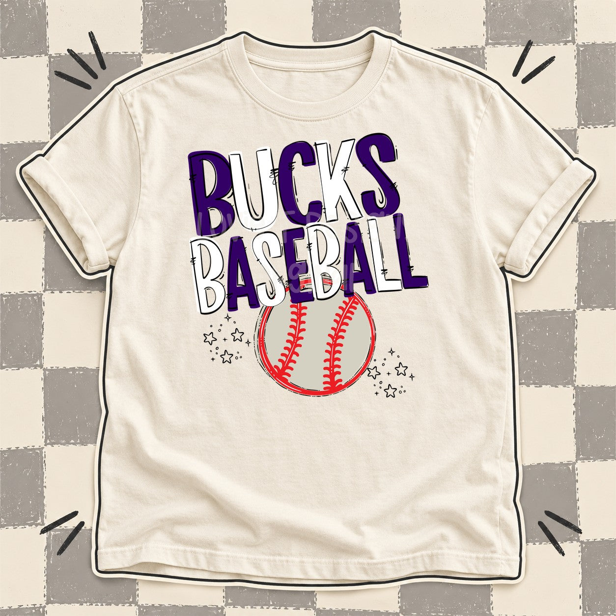 Team Go Baseball Mascots Bucks Purple White design