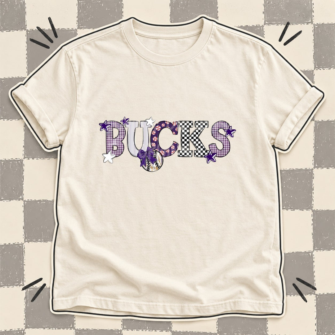 Bucks Purple White Mixed Doodle Baseball Mascots – Mascot Colors DTF transfer mockup