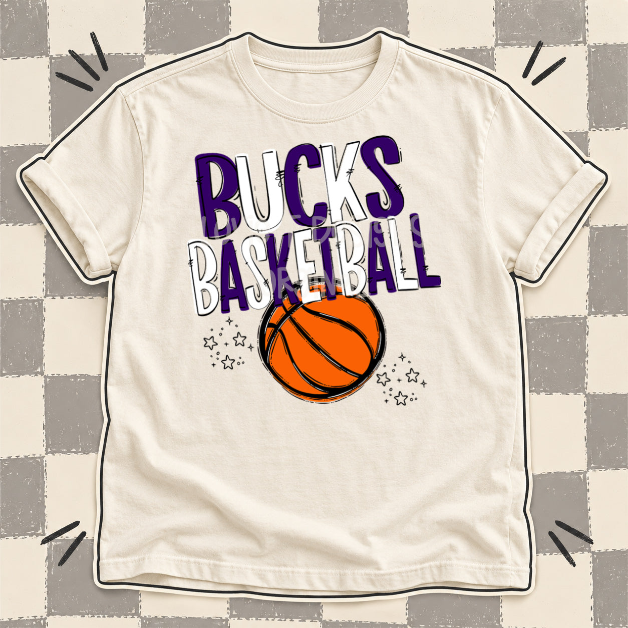 Team Go Basketball Mascots Bucks Purple White design