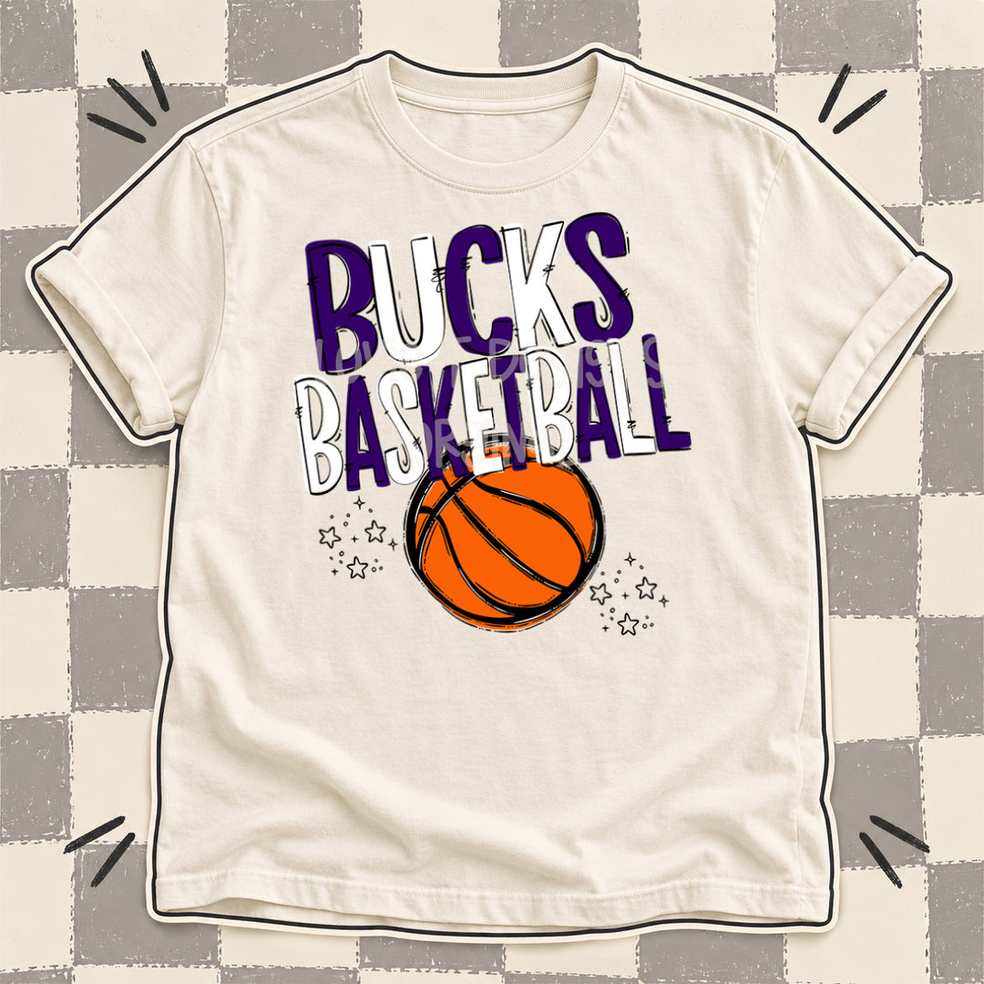 Bucks Purple White Team Go Basketball Mascots DTF transfer