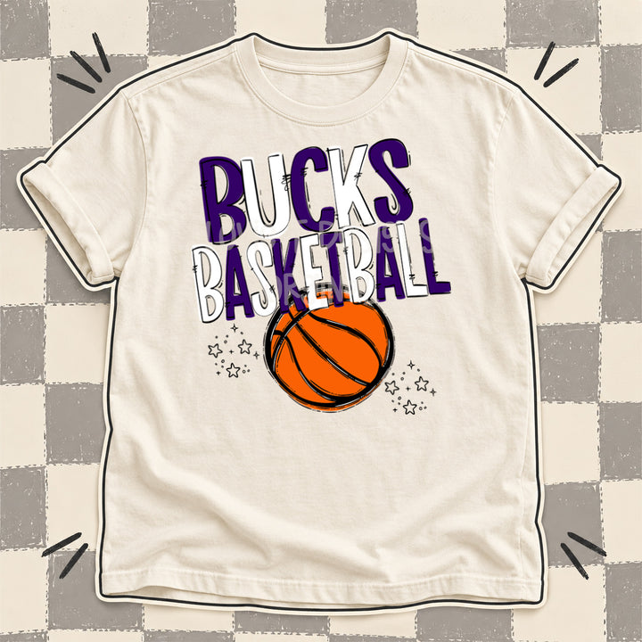 Bucks Purple White Team Go Basketball Mascots DTF transfer
