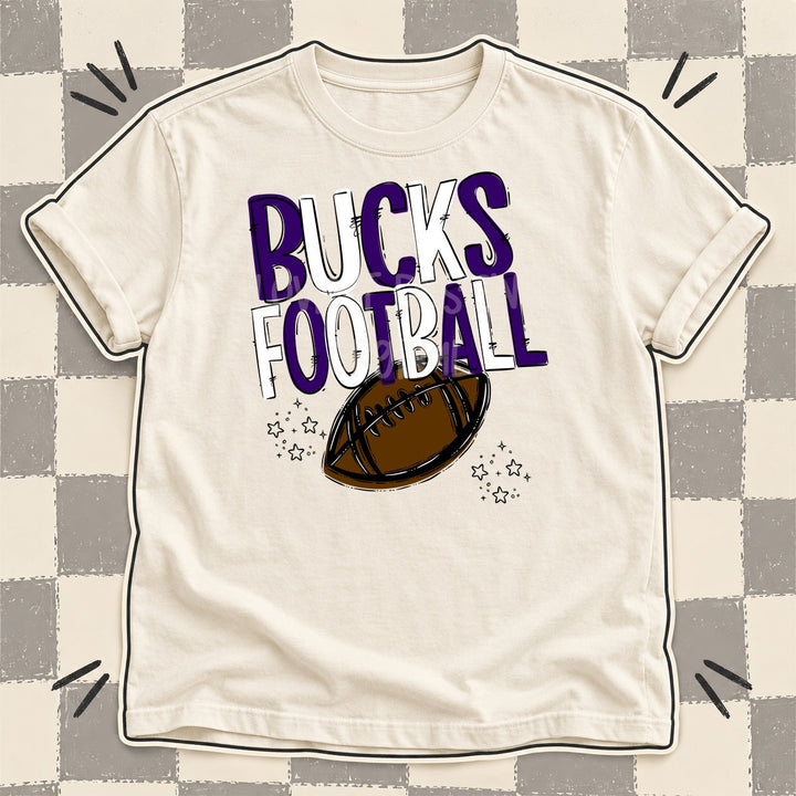 Bucks Purple White Team Go Football Mascots DTF transfer mockup